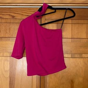 Forever 21 Hot Pink One Shoulder Blouse